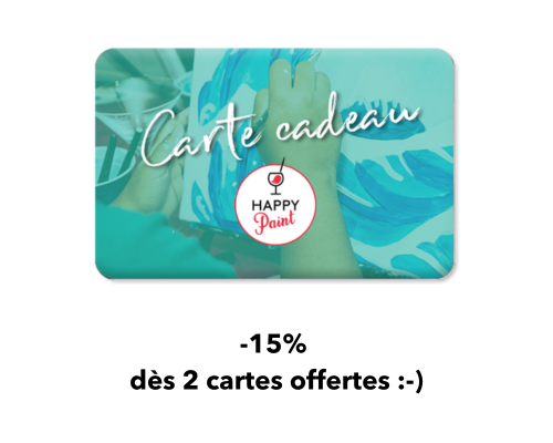 Des ateliers peinture fun et créatifs avec apéro à la clé ! Offrez une carte cadeau Happy Paint et faites vivre une expérience haute en couleurs :-)